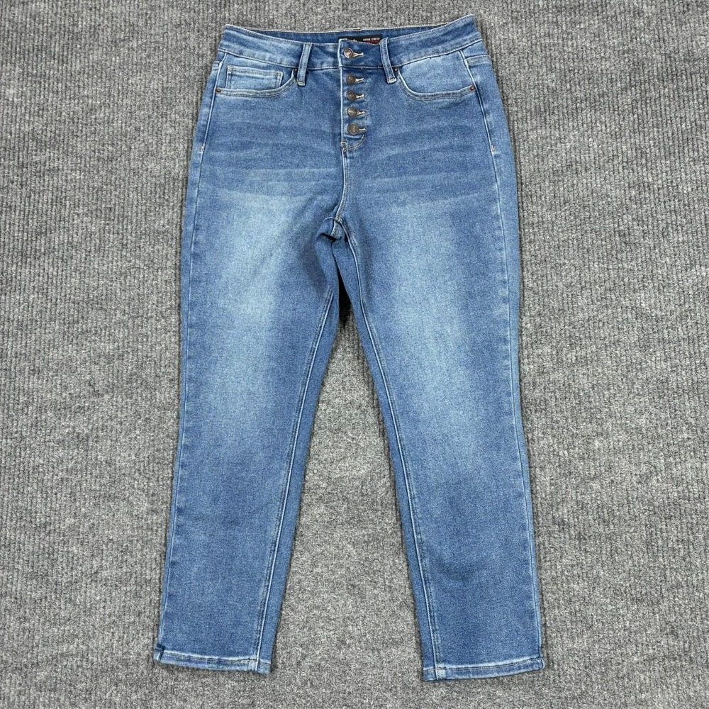 Royalty For Me Vintage Stretch Mid Rise Ankle Jeans Womens W30" Blue Button Fly